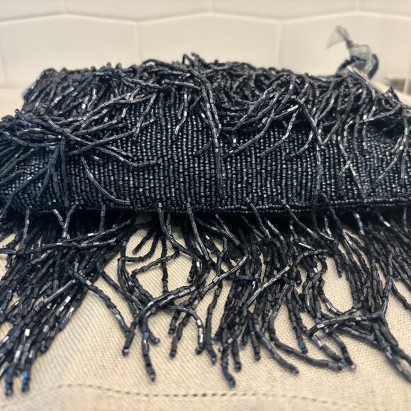 Viral Beaded Fringe Shoulder Bag - Navy Blue - Made in India - Picture 6 of 13